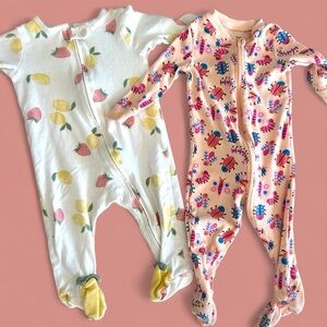 2 Darling Girl One Piece Footies Jammies (6 months) zip-up